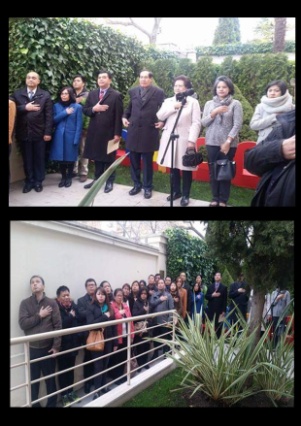 Flag raising ceremony with the Embassy personnel and some members of the Filipino community.